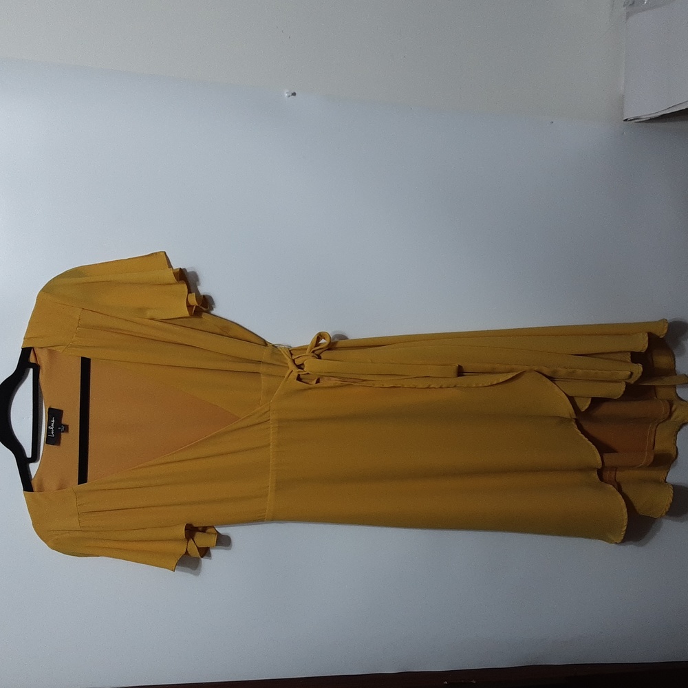 LULUS Mustard Yellow or Gold  Rise to the Occasion Women S Wrap Dress